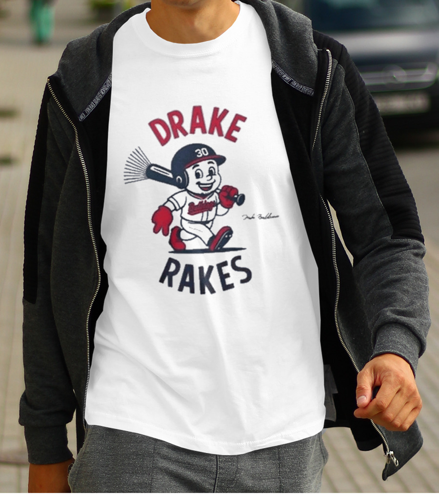 Drake Rakes Baseball Character With Number 30 And Rake Bat T-Shirt