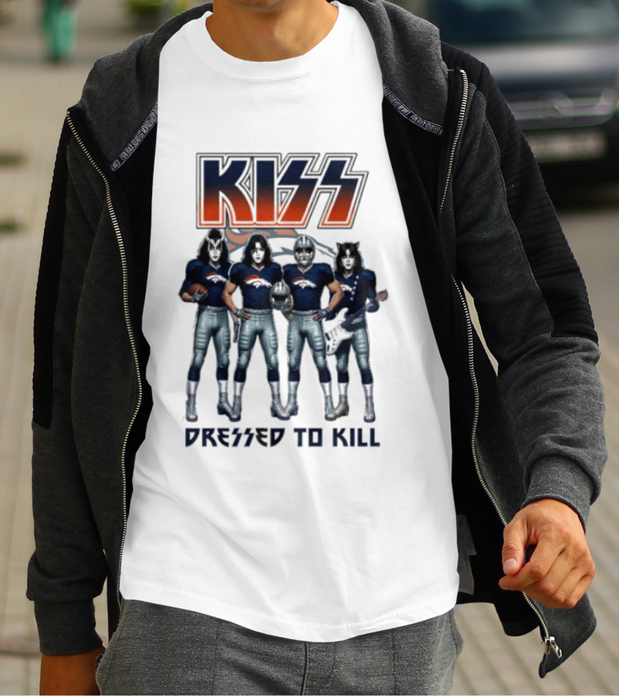 KISS Dressed To Kill Denver Broncos Football Team Collaboration T-Shirt