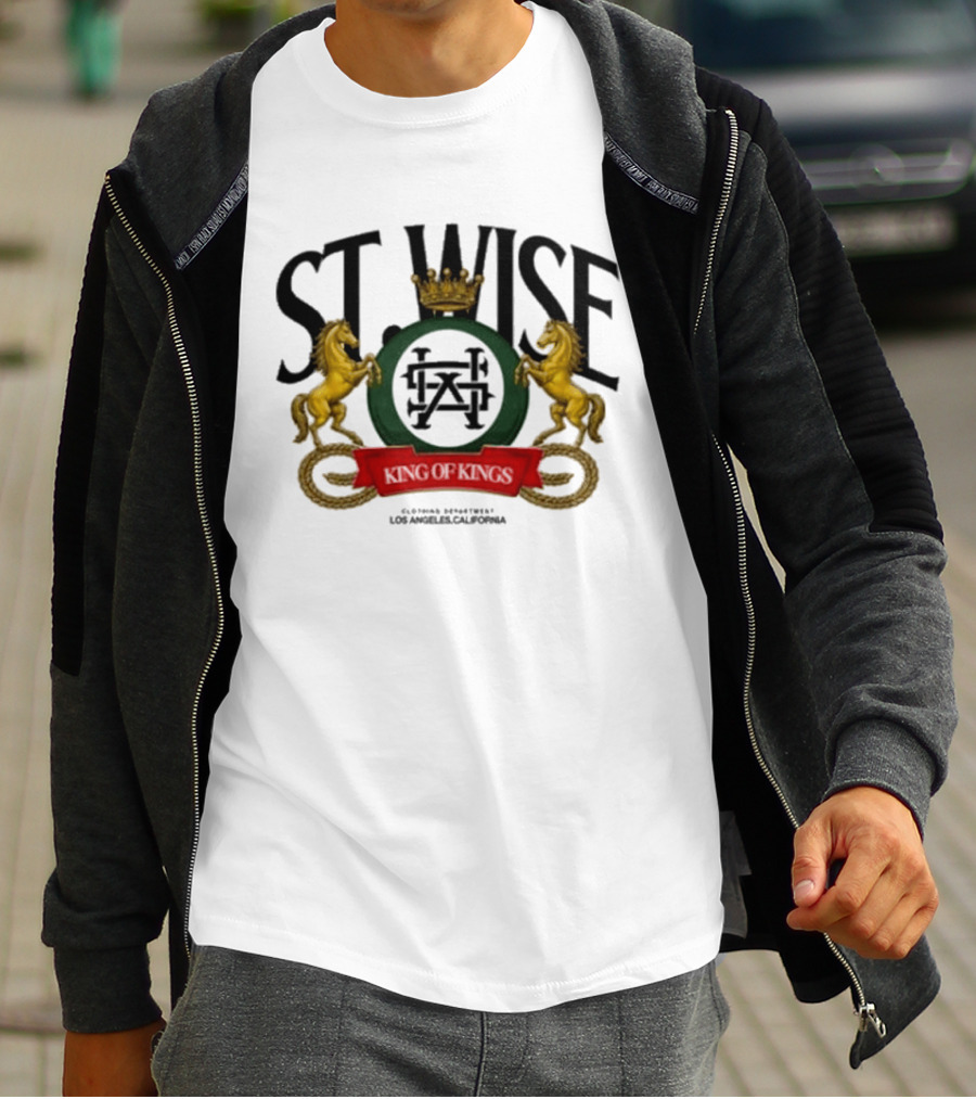 ST Wise Crowned Horse Emblem Los Angeles California T-Shirt