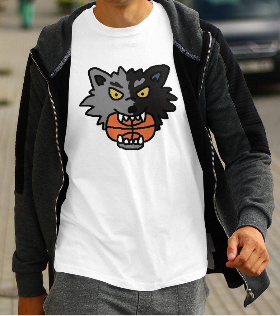 Timberwolves New Profile Pic Two Tone Wolf With Basketball T-Shirt
