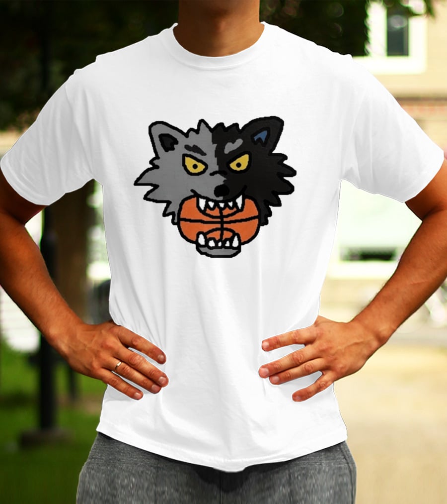 Timberwolves New Profile Pic Two Tone Wolf With Basketball T-Shirt