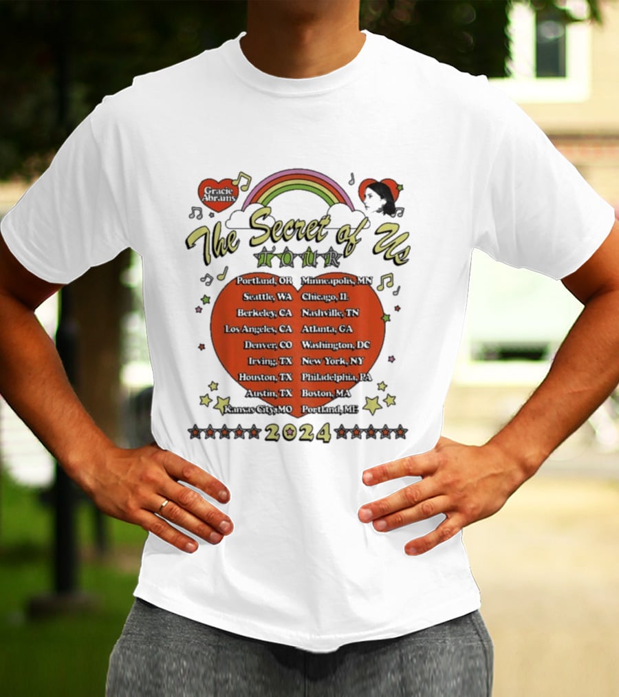The Secret Of Us Tour 2024 Dates And Cities List With Rainbow And Stars T-Shirt