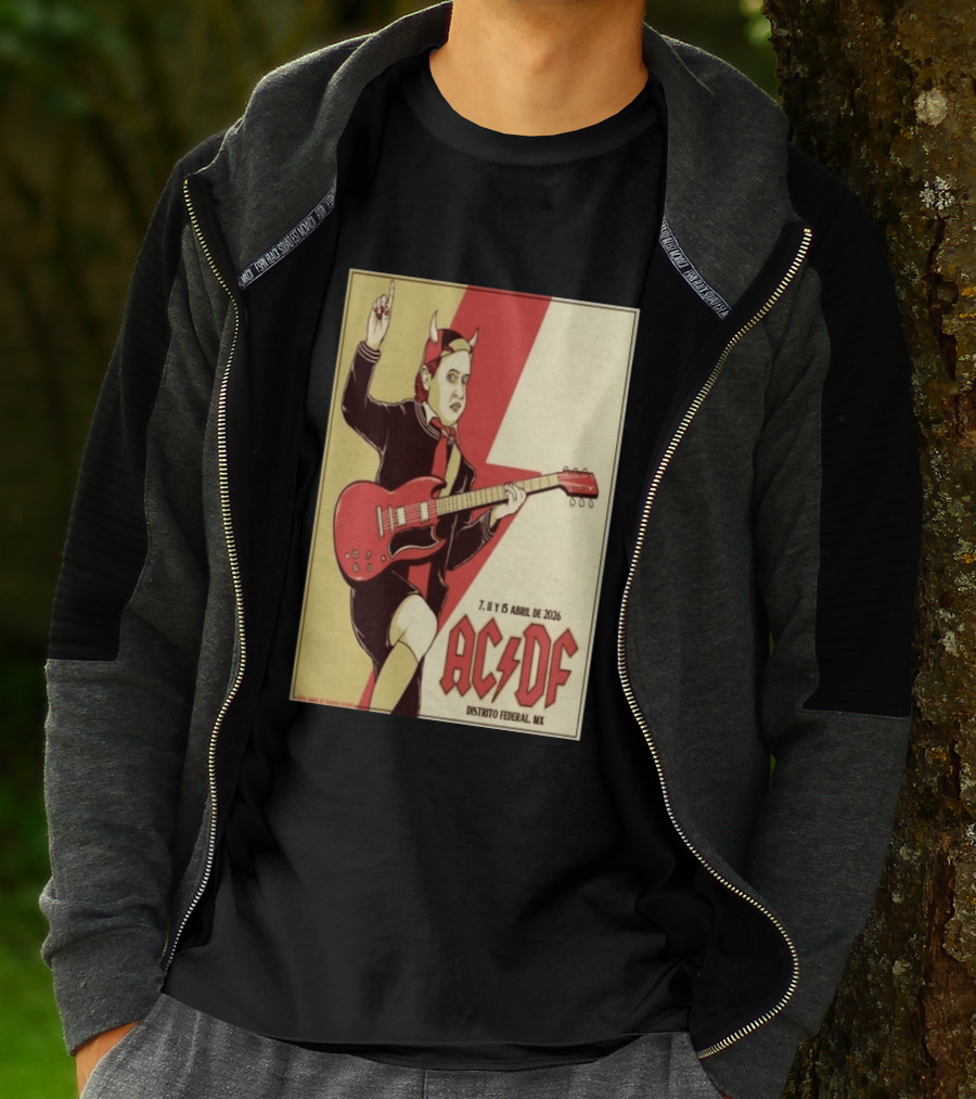 AC DF Distrito Federal MX Abril 2026 7 11 15 Rock Concert Red Guitar And Devil Horns T-Shirt