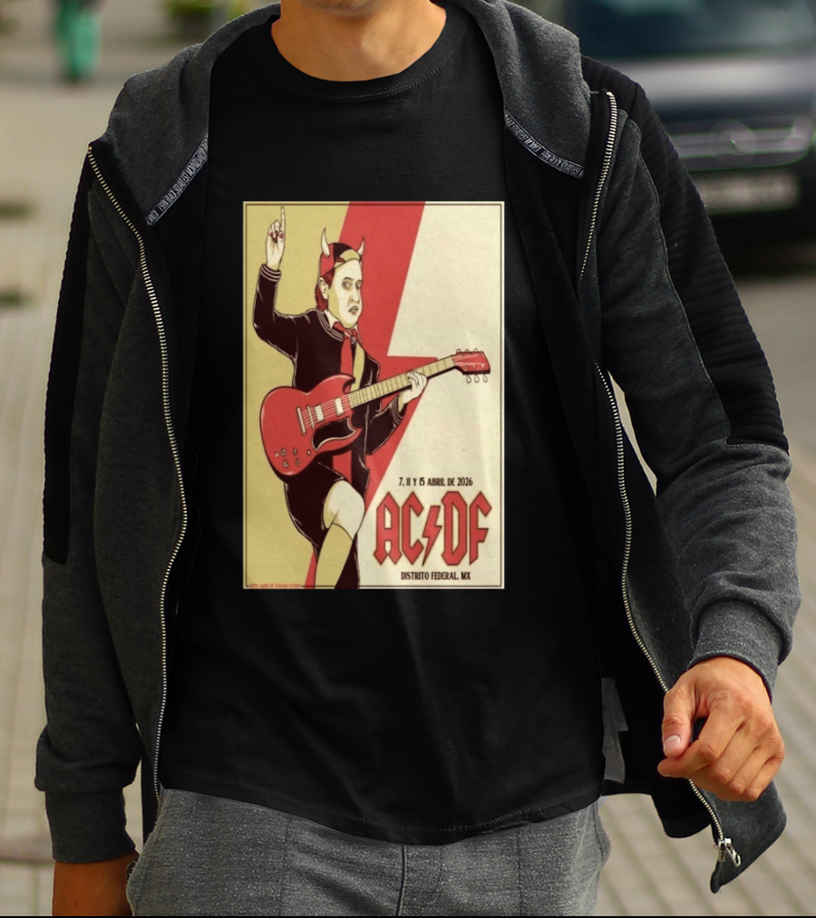 AC DF Distrito Federal MX Abril 2026 7 11 15 Rock Concert Red Guitar And Devil Horns T-Shirt
