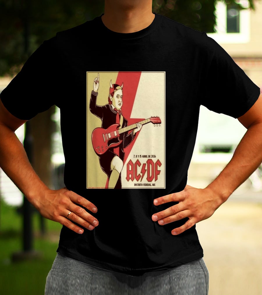 AC DF Distrito Federal MX Abril 2026 7 11 15 Rock Concert Red Guitar And Devil Horns T-Shirt