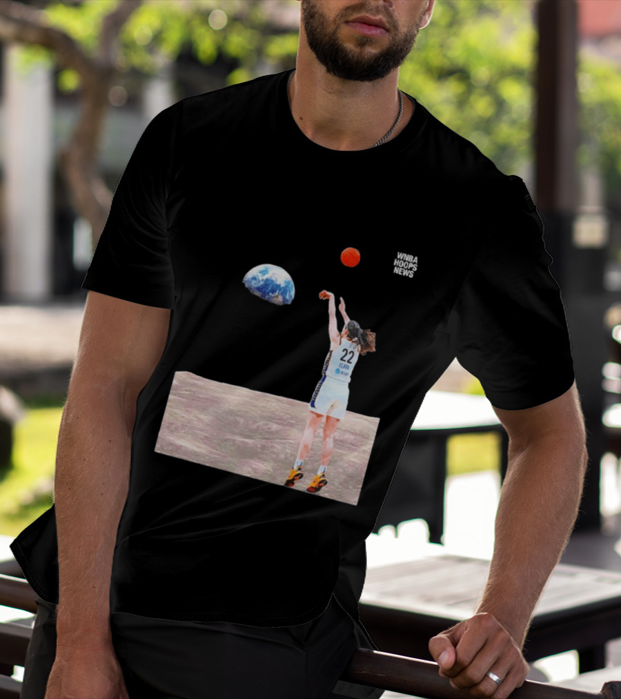 Caitlin Clark Indiana Fever WNBA Shooting Basketball On Lunar Surface T-Shirt