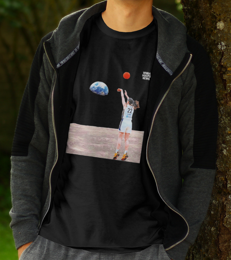 Caitlin Clark Indiana Fever WNBA Shooting Basketball On Lunar Surface T-Shirt