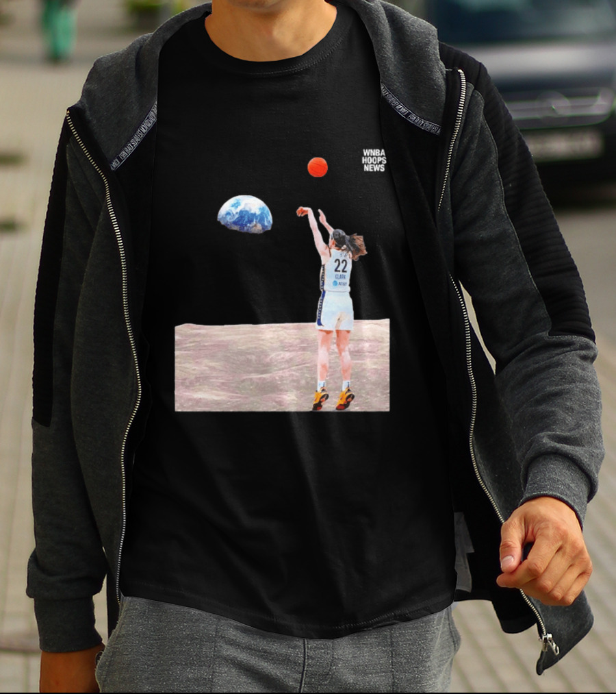 Caitlin Clark Indiana Fever WNBA Shooting Basketball On Lunar Surface T-Shirt