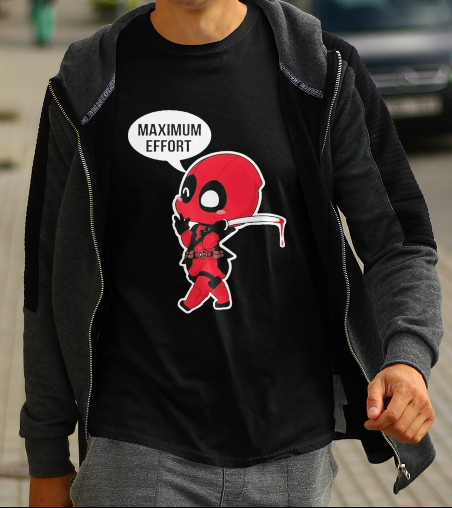 Deadpool Chibi Costume Maximum Effort Speech Bubble T-Shirt