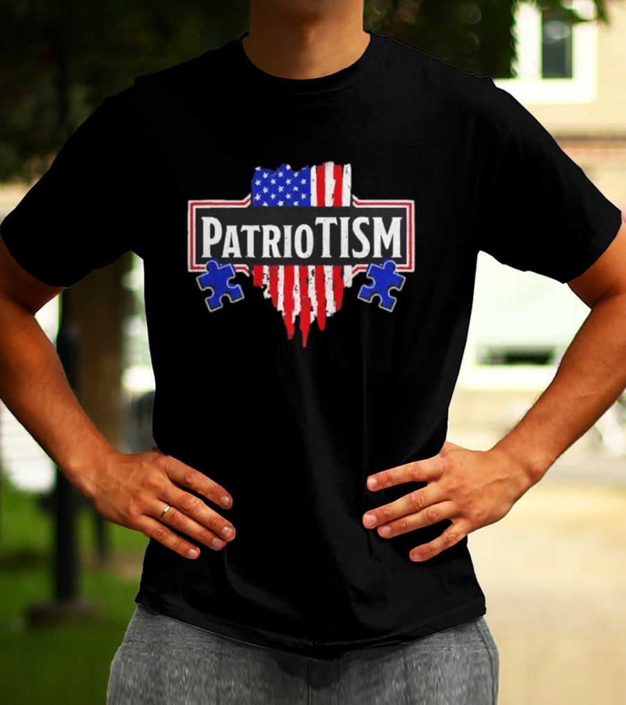 Patriotism American Flag Heart Puzzle Pieces T-Shirt