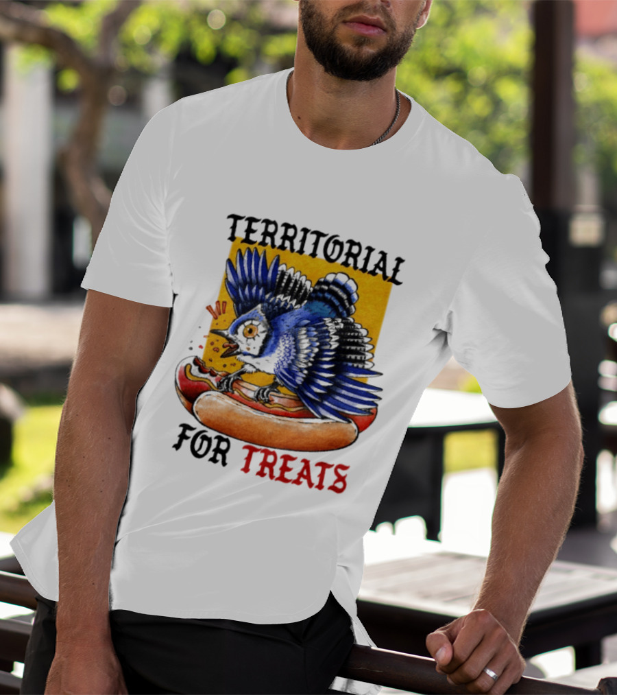 Territorial Bird With Hotdog For Treats T-Shirt