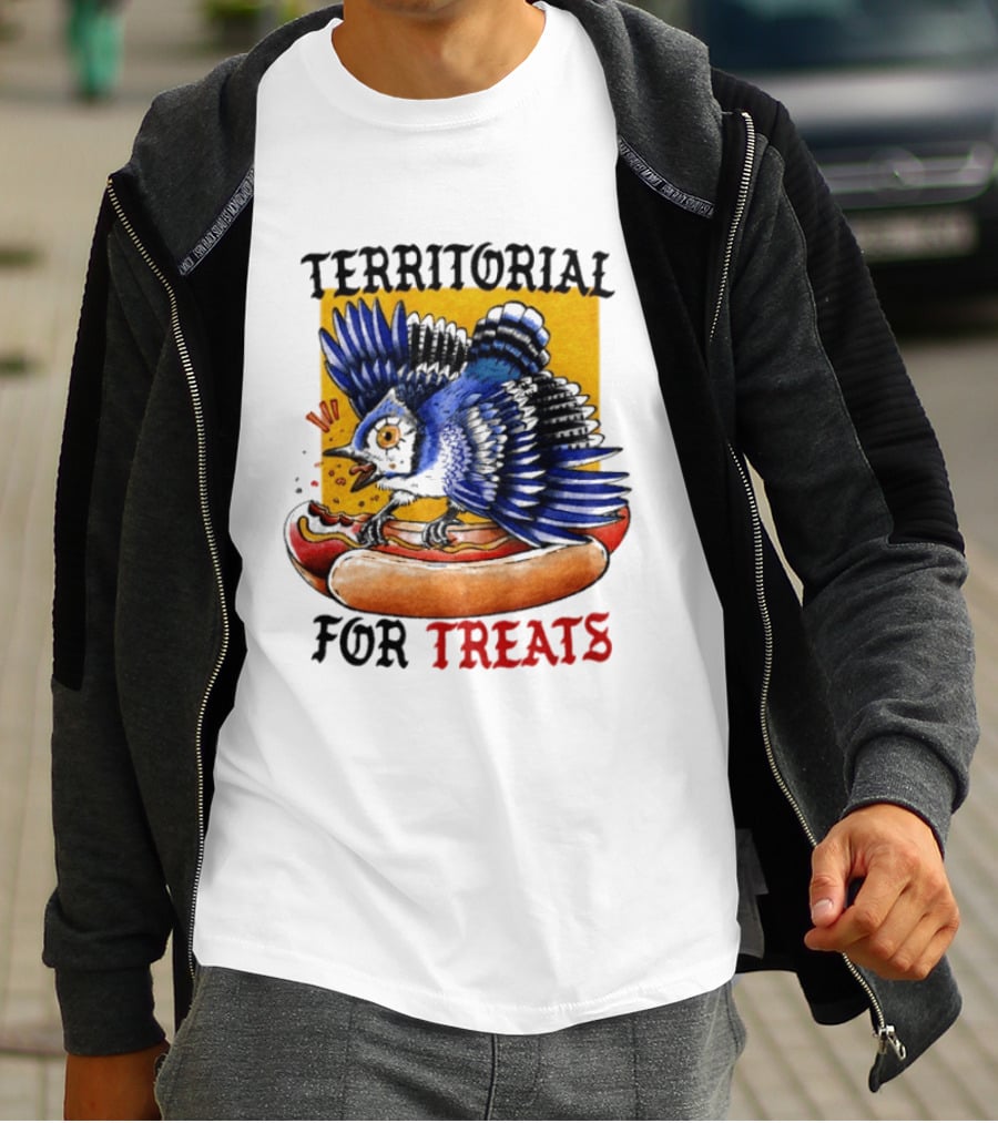 Territorial Bird With Hotdog For Treats T-Shirt
