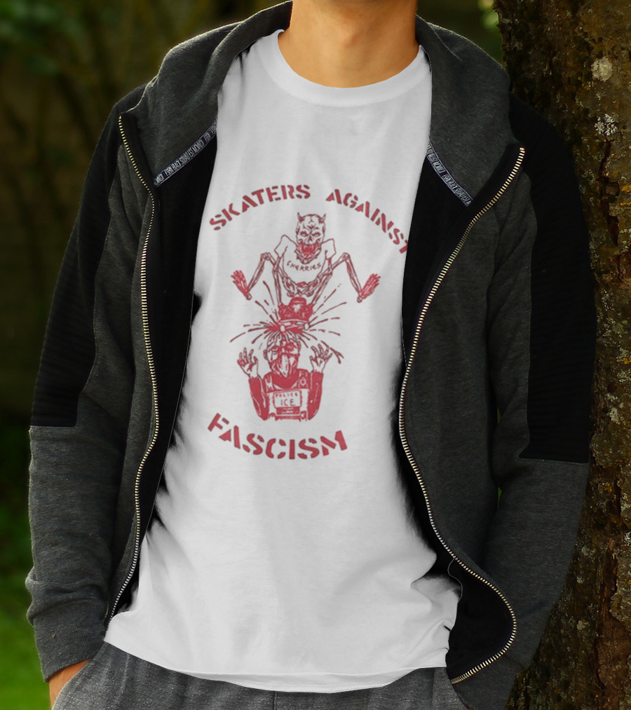 Skaters Against Fascism Cherries Wheels S.A.F Devil T-Shirt