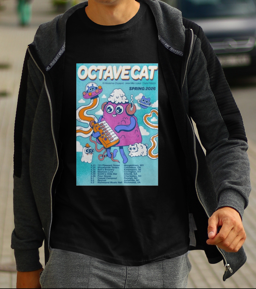 Octave Cat Tour 2026 Eli Winderman Jesse Miller Charlie Patierno T-Shirt