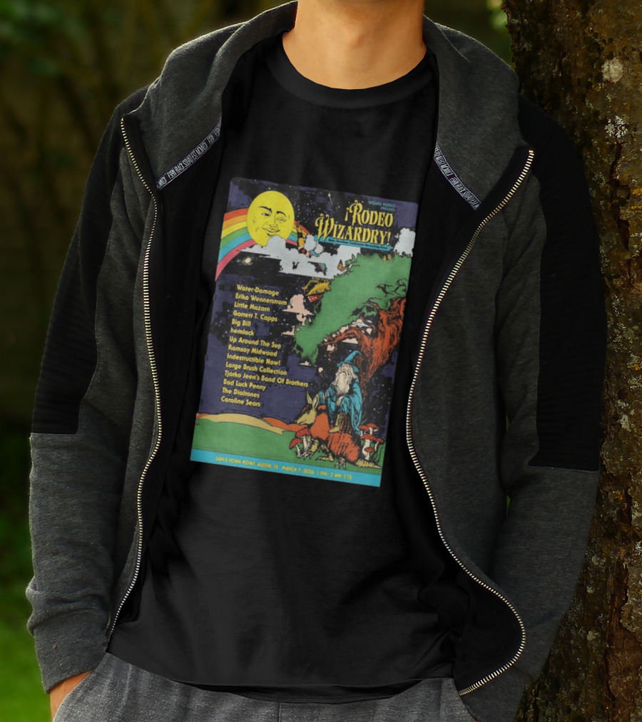 Rodeo Wizardry Show Austin March 7 2026 Music Lineup And Fantasy Artwork Sam's Town Point Event T-Shirt