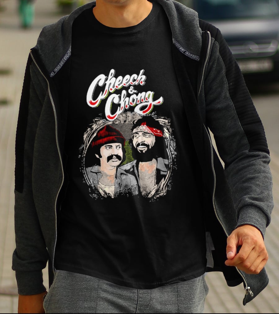 Cheech And Chong Vintage Red Bandana And Beanie Comic Duo T-Shirt