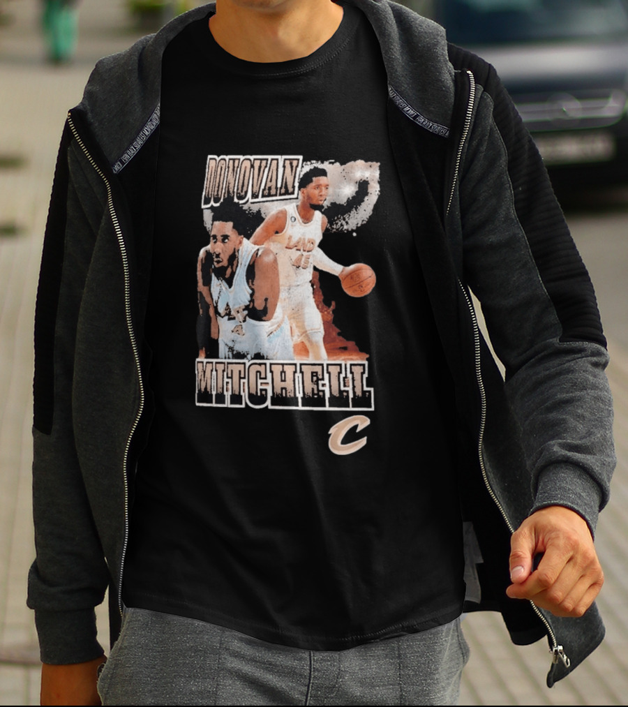 Donovan Mitchell Cleveland Cavaliers Player Portrait With Team T-Shirt