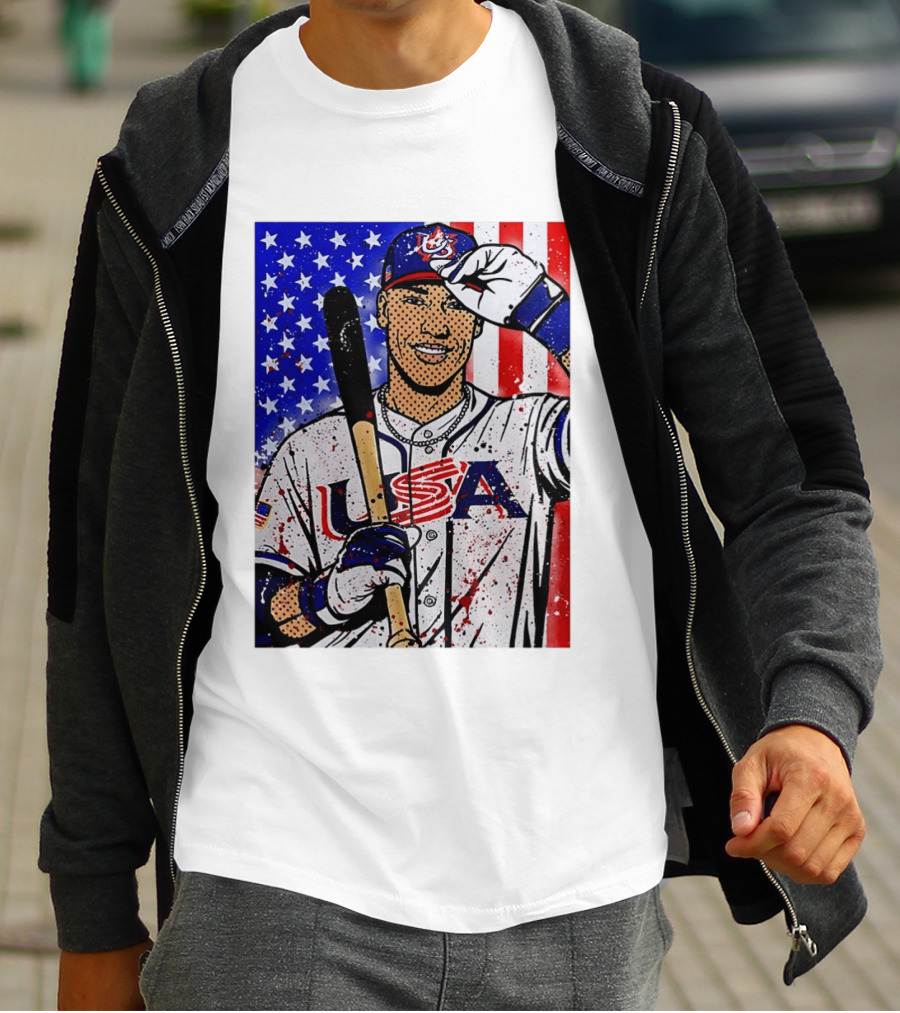 Aaron Judge USA Baseball Pop Art 2026 American Flag Stars Stripes T-Shirt