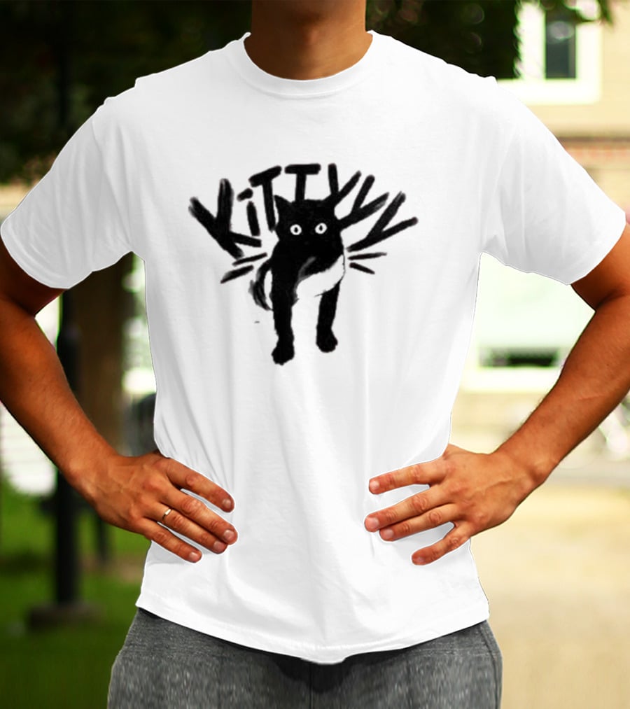 Caseoh's Kitty Cat Playful Black Silhouette With Whiskers T-Shirt