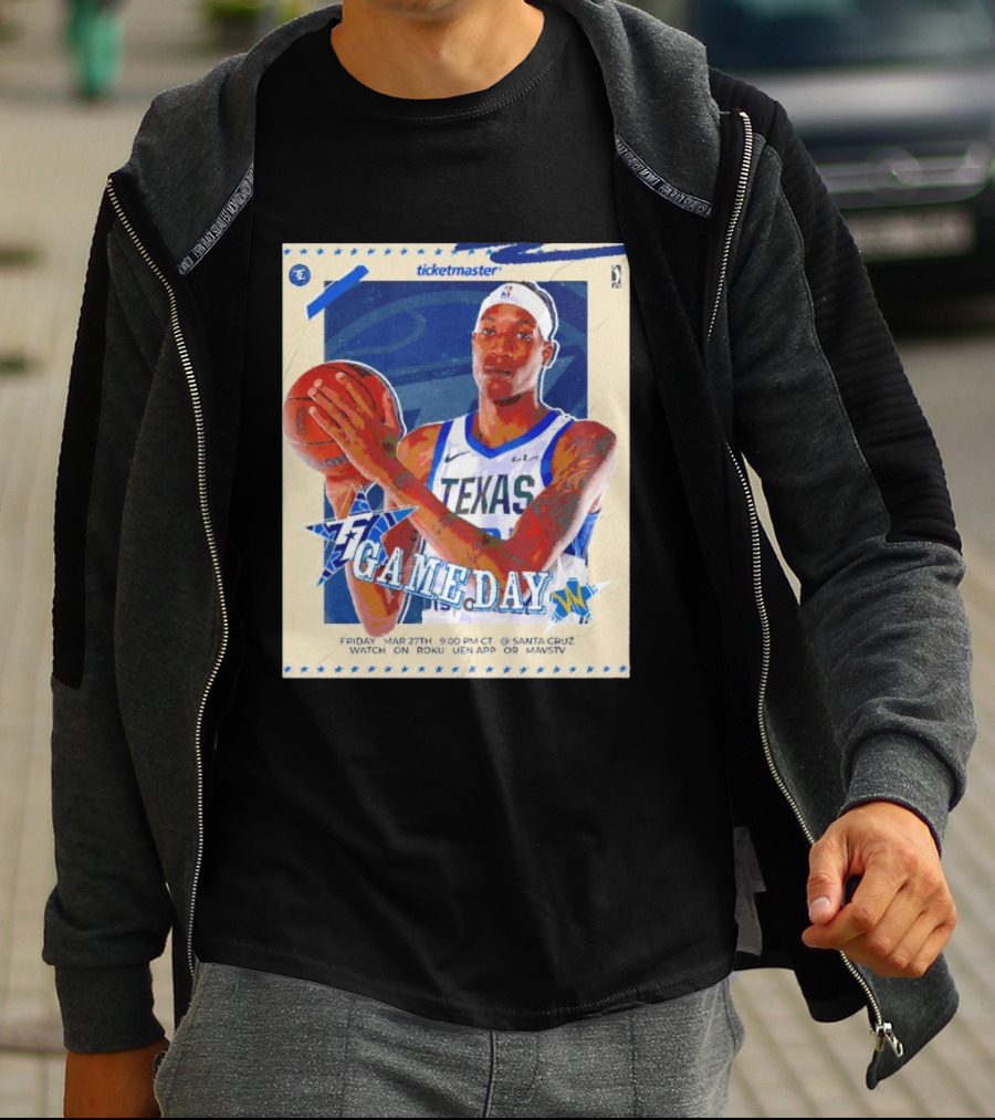 Jamarion Sharp Texas Legends Game Day March 27 Santa Cruz NBA Roku UEN APP MAVSTV T-Shirt