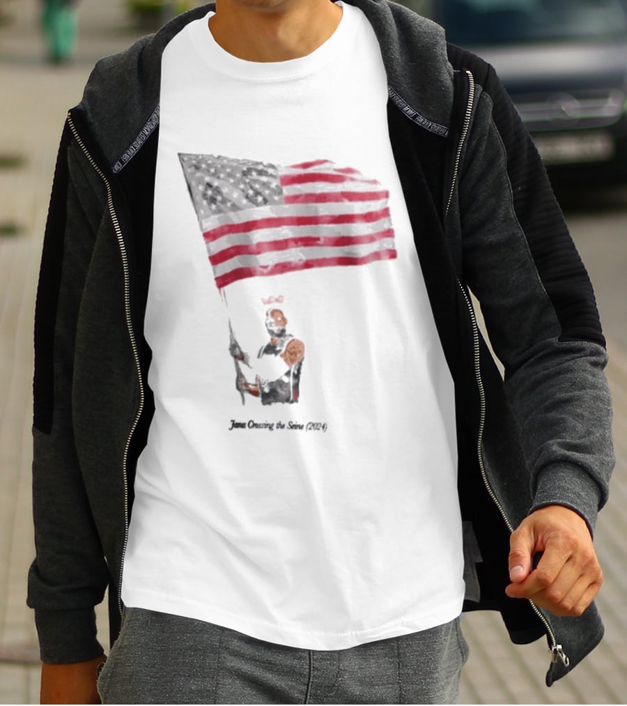 James Crossing The Seine 2024 American Flag T-Shirt