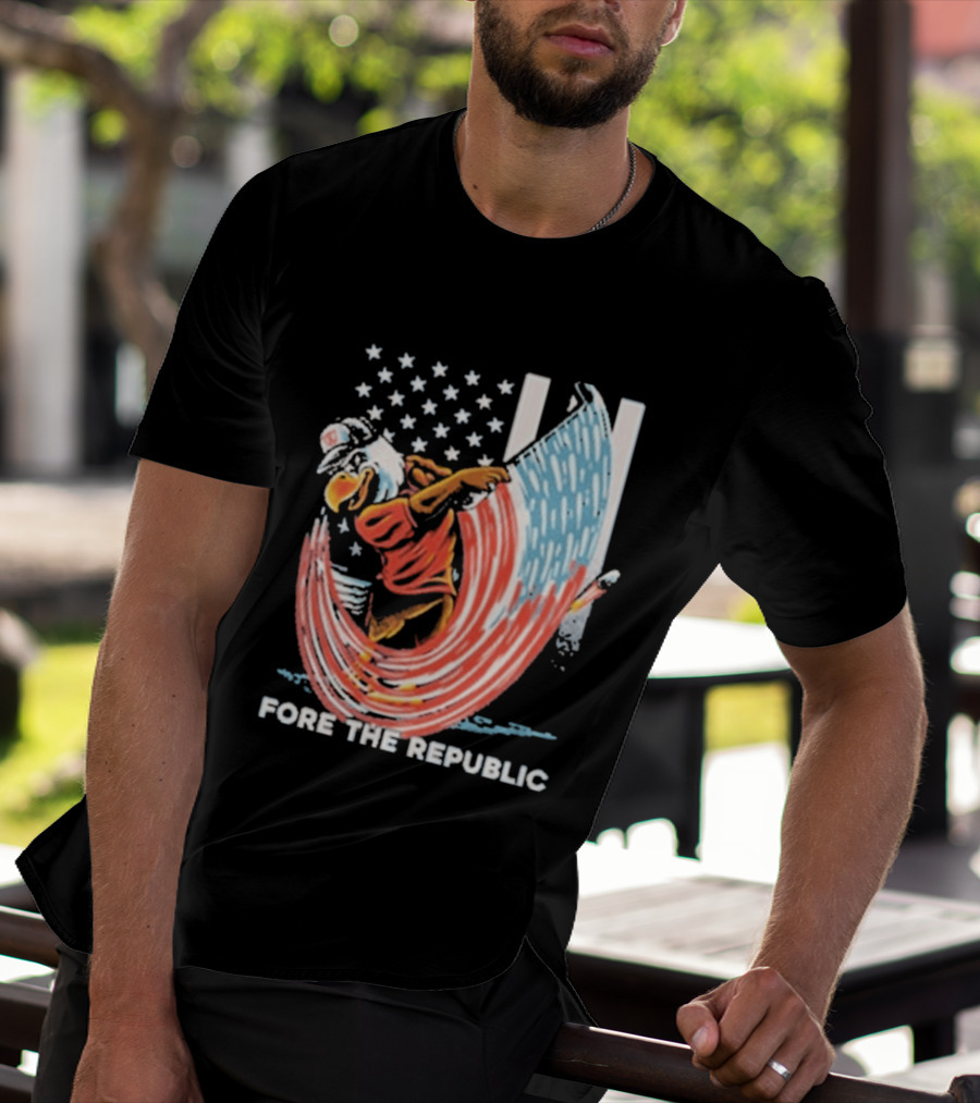 Old Row Golf American Flag Swing Fore The Republic T-Shirt