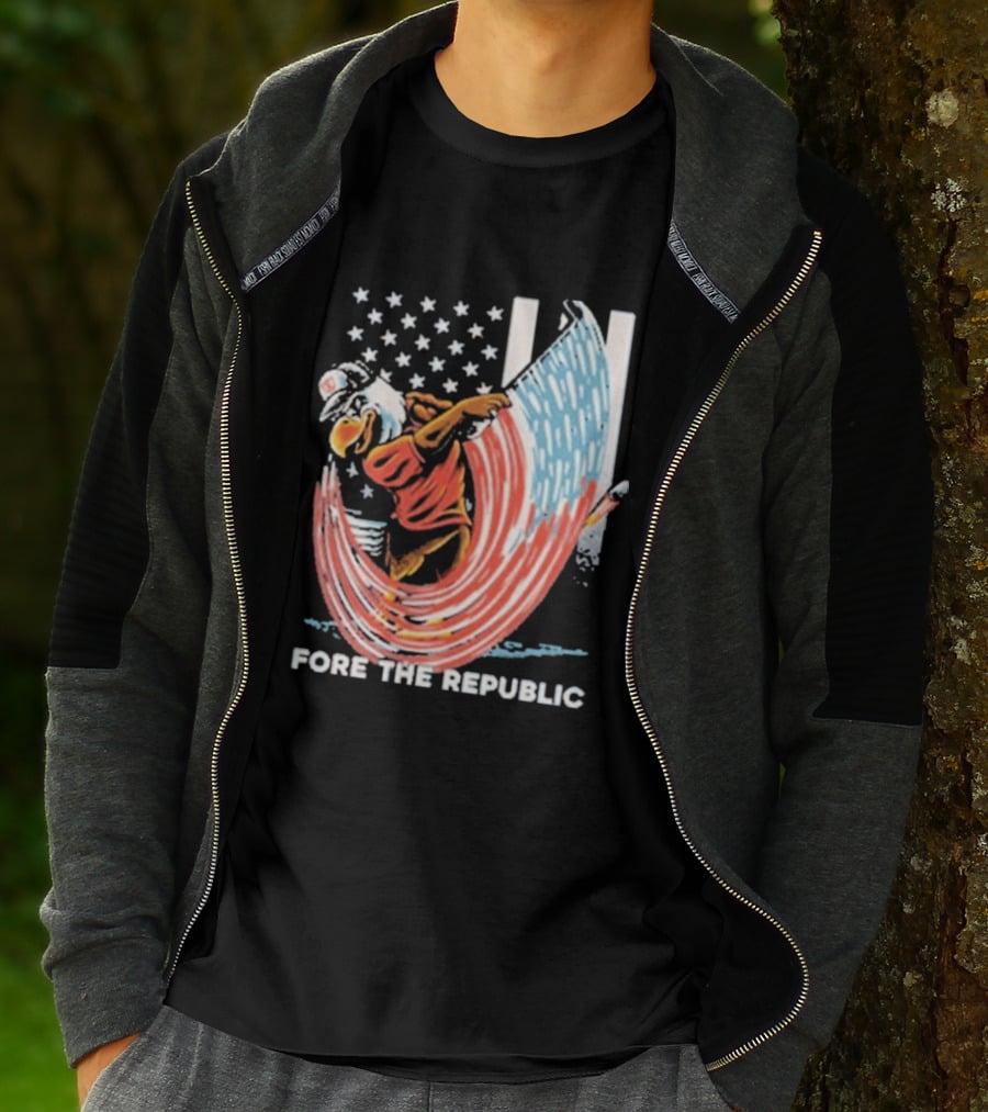 Old Row Golf American Flag Swing Fore The Republic T-Shirt