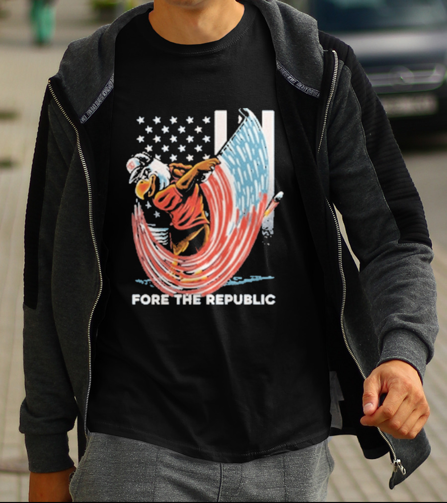 Old Row Golf American Flag Swing Fore The Republic T-Shirt