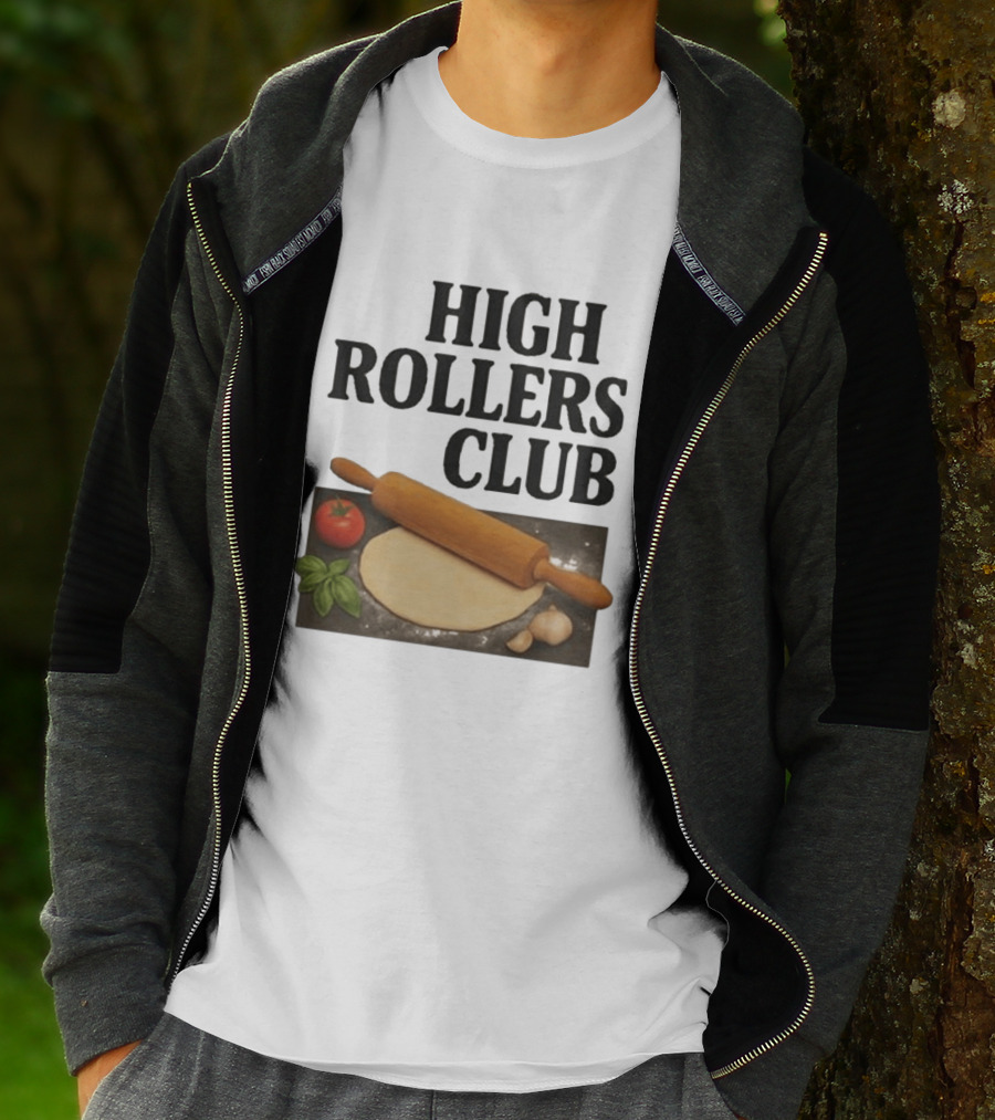 High Rollers Club Sebastian Maniscalco Cooking Pizza Rolling Pin T-Shirt