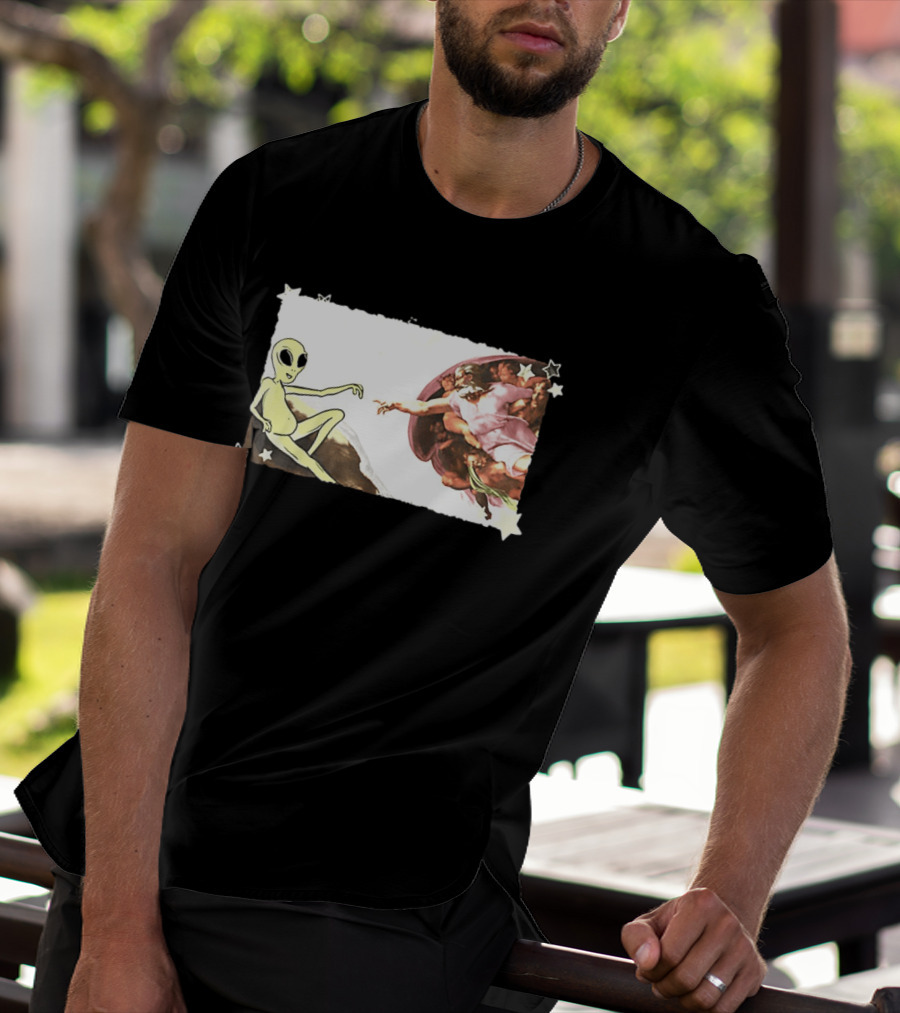 Big And Tall The Creation Of Aliens Extraterrestrial Renaissance Humor T-Shirt