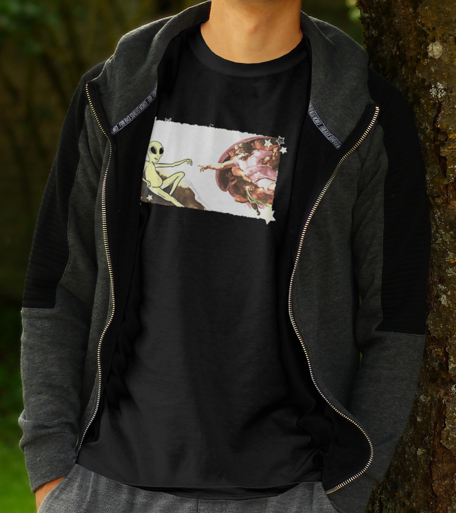 Big And Tall The Creation Of Aliens Extraterrestrial Renaissance Humor T-Shirt