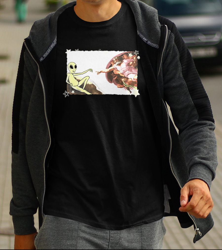 Big And Tall The Creation Of Aliens Extraterrestrial Renaissance Humor T-Shirt