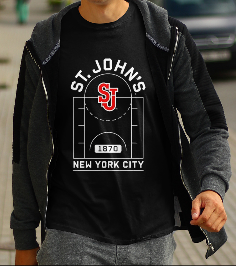 St John's Red Storm SJ Basketball Court New York City 1870 T-Shirt