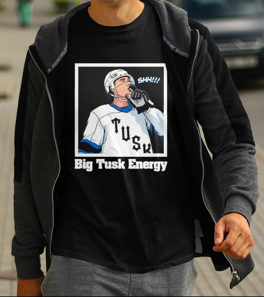 Big Tusk Energy Hockey Shhh Tusk Player White Uniform T-Shirt