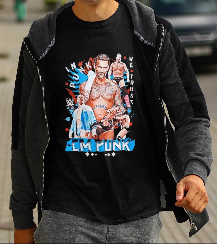 CM Punk WWE In Punk We Trust Collage Free Shipping T-Shirt