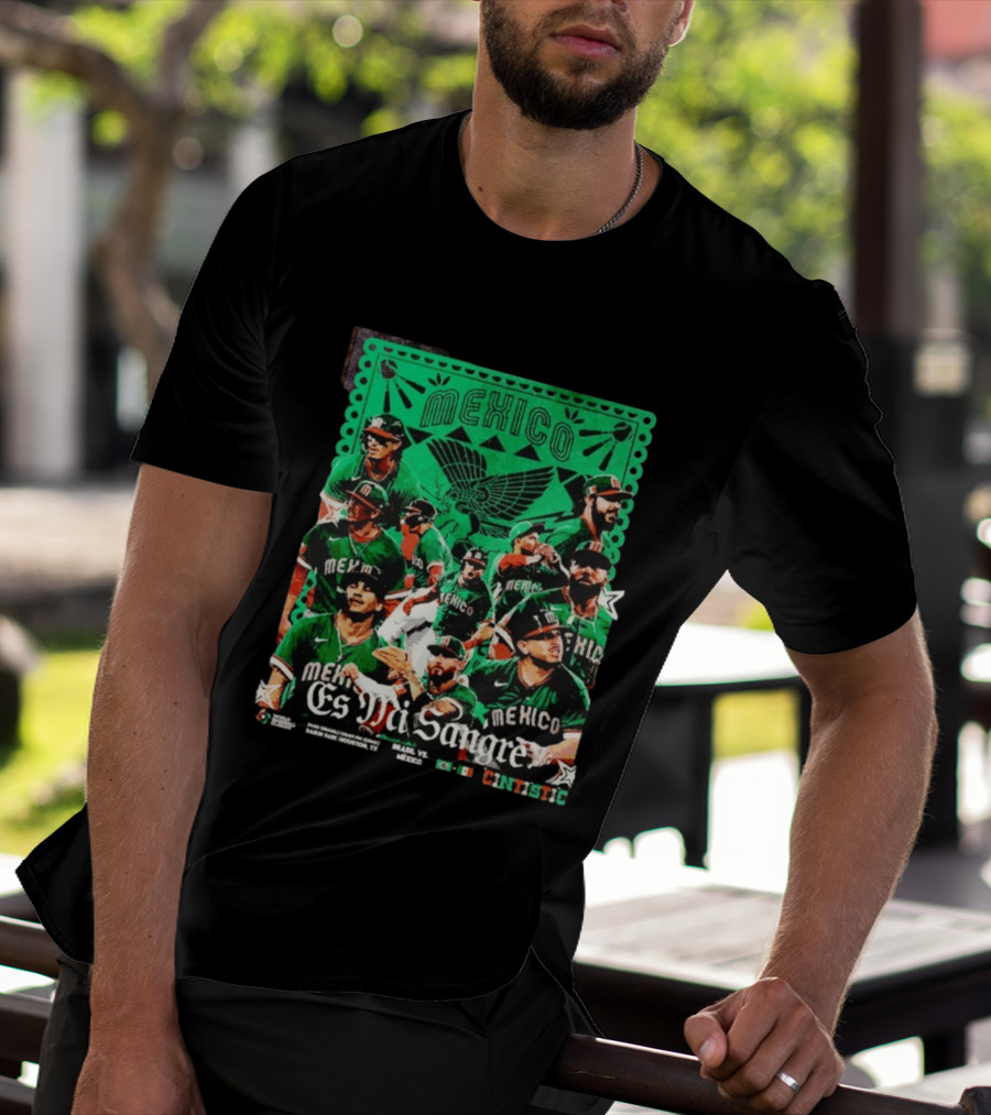 Mexico Es Mi Sangre 2026 World Baseball Classic Brasil Houston Baseball Players T-Shirt