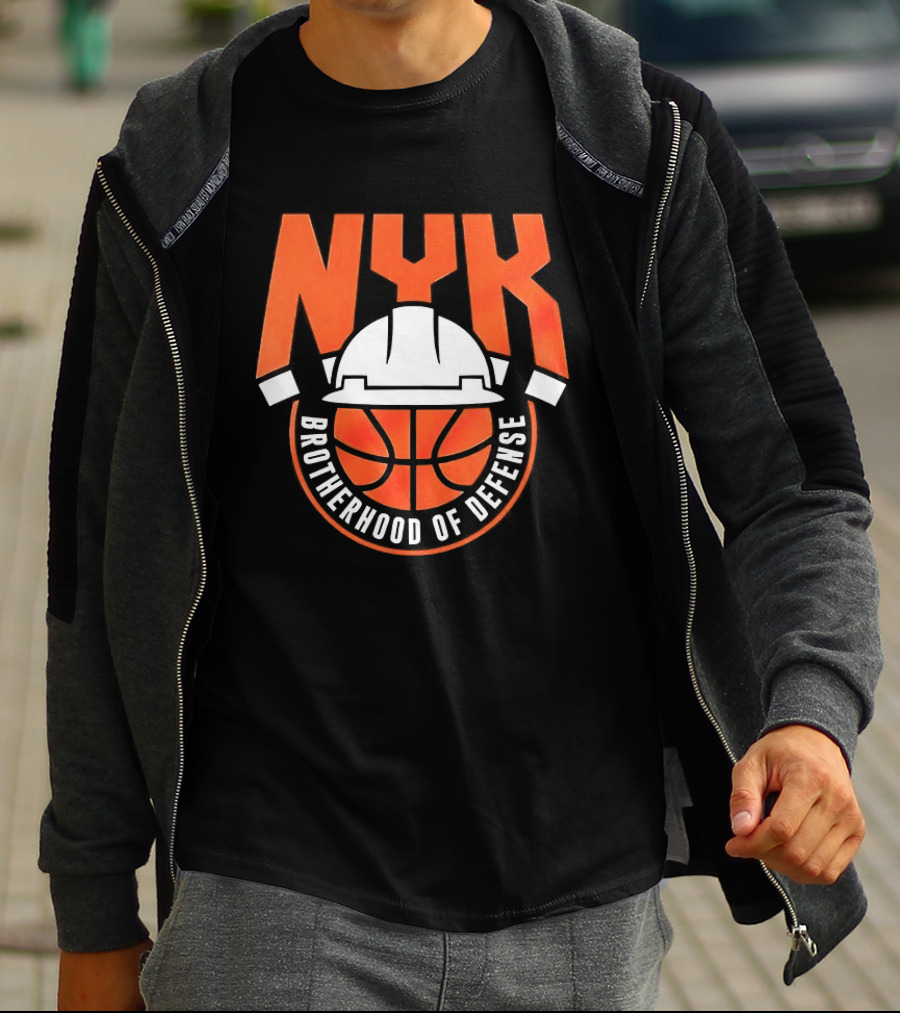 NYK Brotherhood Of Defense Hard Hat Basketball New York Knicks T-Shirt