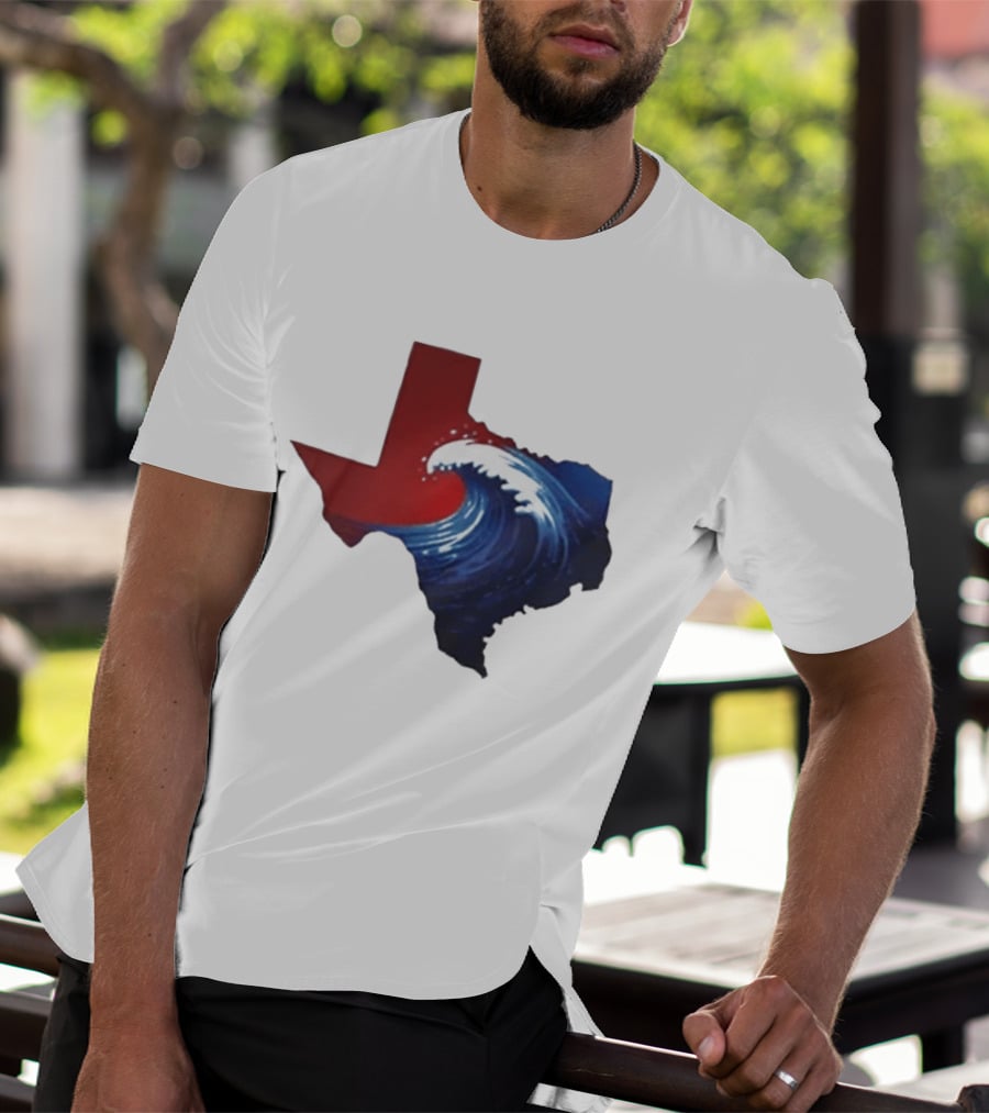 Texas Blue Wave Democrat Red State Map Wave Banner T-Shirt