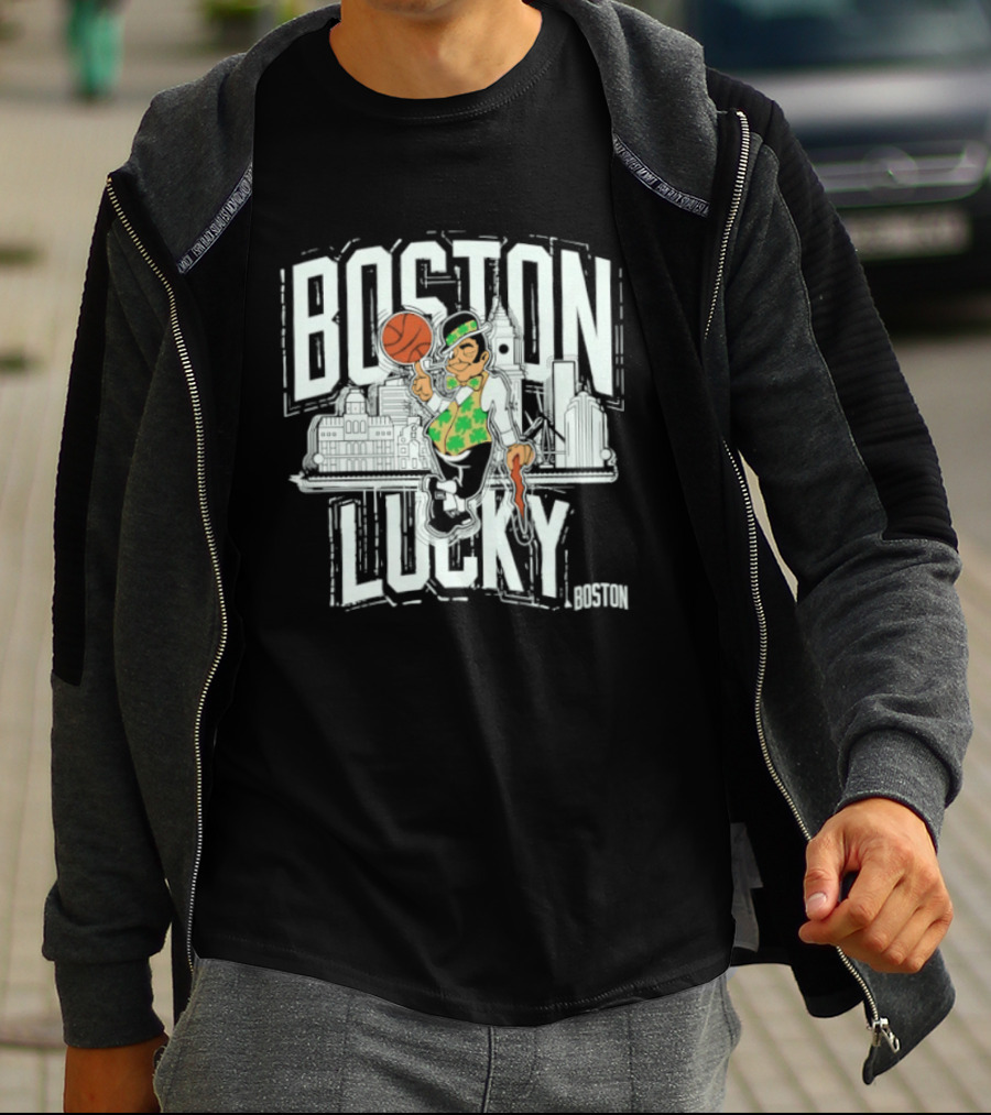 Boston Celtics Lucky City Basketball Skyline T-Shirt