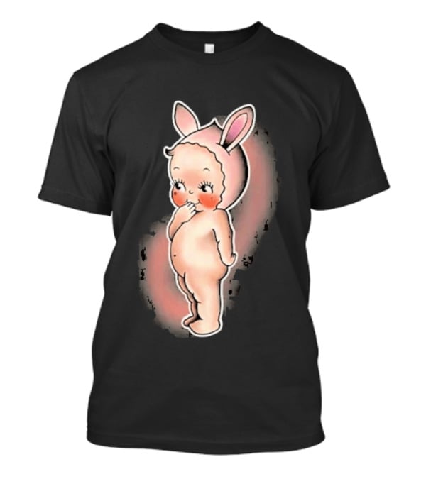 Kewpie Baby Bunny Rabbit Vintage Illustration Cute Pastel Pink Ears T-Shirt