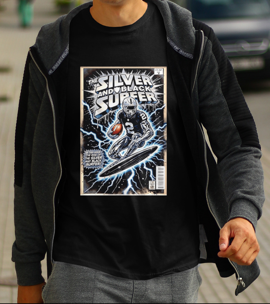 Las Vegas Raiders The Silver And Black Surfer Year Two Comic Edition T-Shirt
