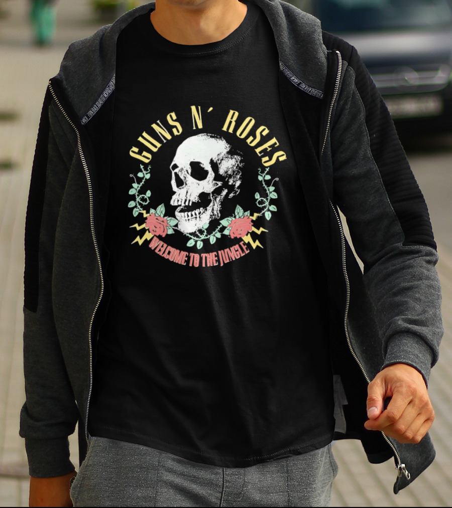 Guns N' Roses Skull Welcome To The Jungle Roses T-Shirt