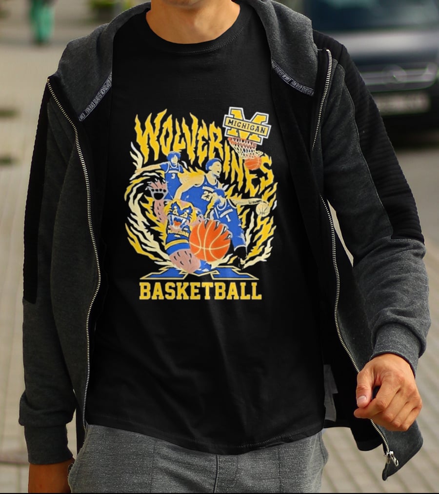 Michigan Wolverines NCAA Final Four 2026 Basketball Players Bear T-Shirt