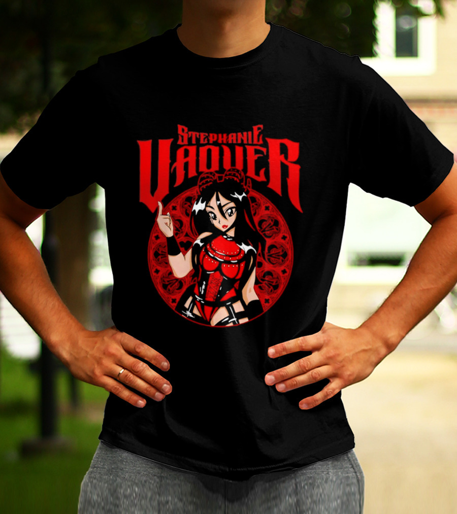 Stephanie Vaquer WWE Anime Style Character Art Red Lettering T-Shirt
