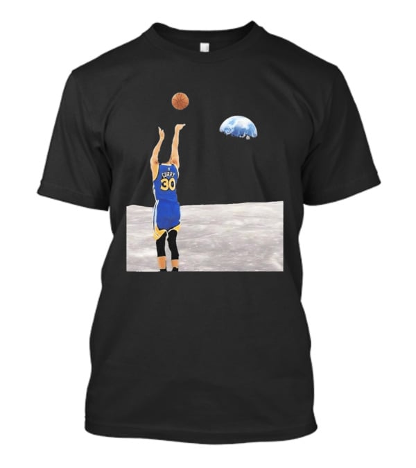 Stephen Curry 30 Shooting Basketball From Moon Earth View T-Shirt