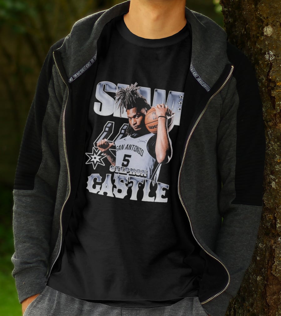 San Antonio Spurs Stephon Castle Slam Basketball T-Shirt