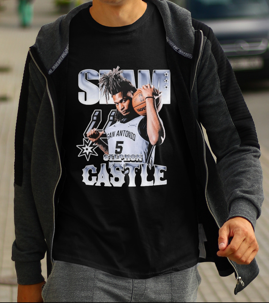 San Antonio Spurs Stephon Castle Slam Basketball T-Shirt
