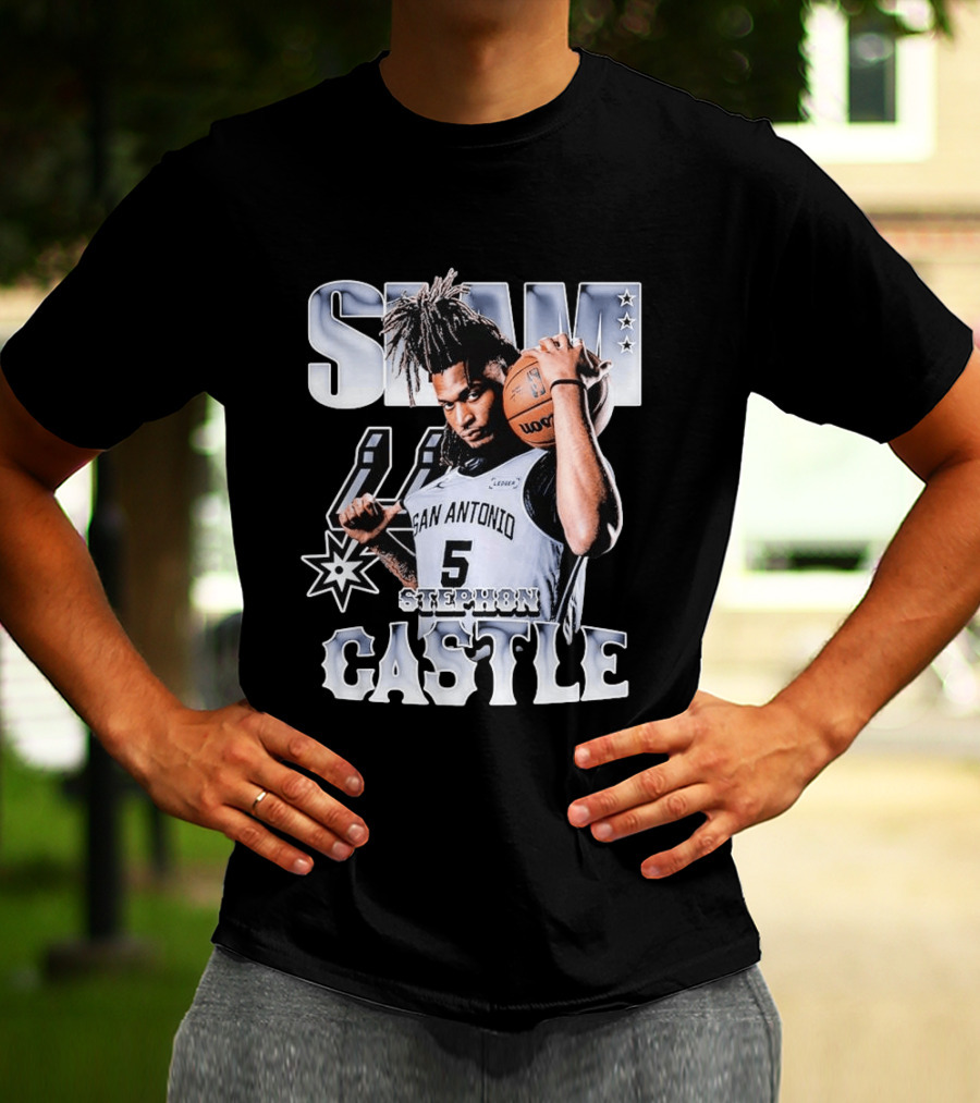 San Antonio Spurs Stephon Castle Slam Basketball T-Shirt