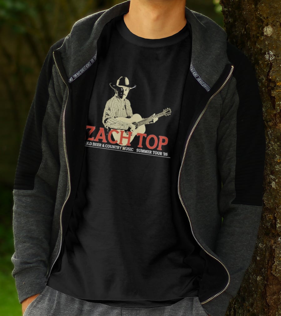 Zach Top Cold Beer Country Music Summer Tour 2026 Cowboy Guitar T-Shirt