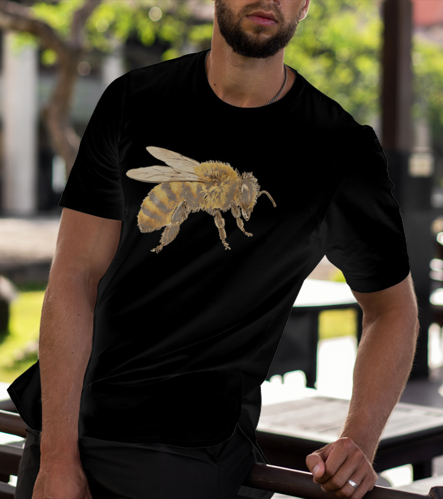 Honey Bee Realistic Illustration Detailed Insect T-Shirt